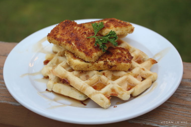 Chickenfried Tofu & Jalapeno Cheese Waffles